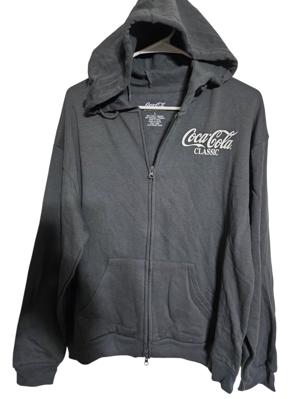 Coca-Cola Classic Men's Charcoal Gray Zip Hoodie